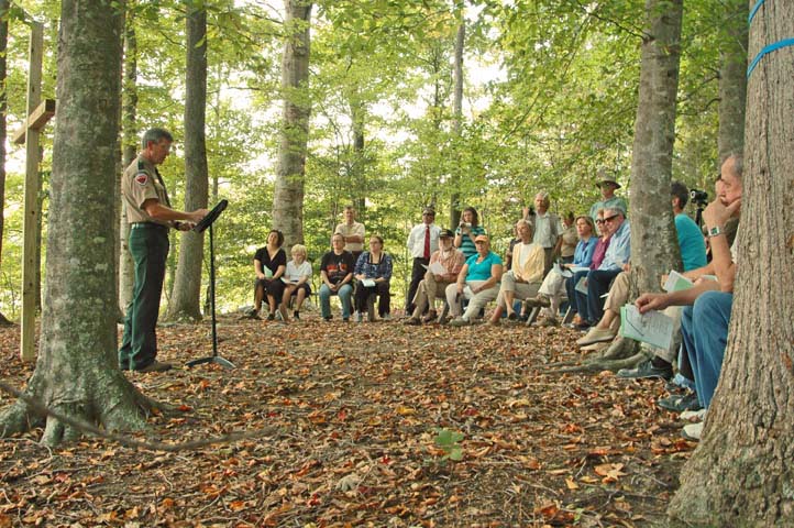 A consecration at Camp Highroad's EcoEternity Forest in Virginia